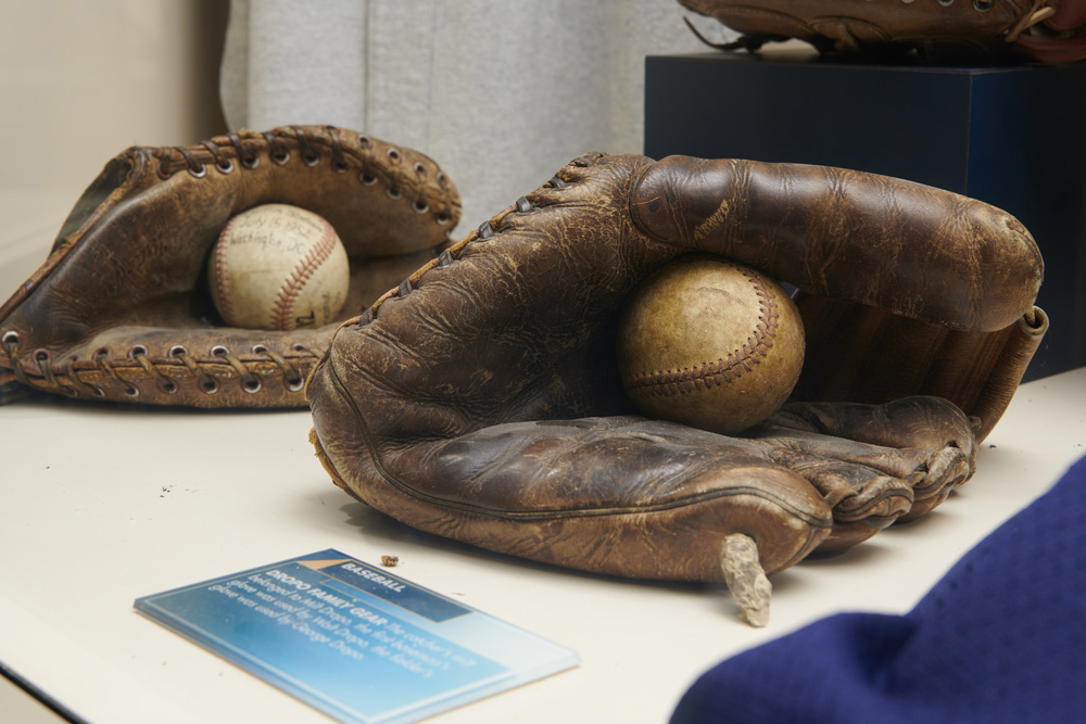 old baseball and gloves